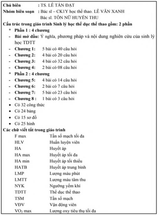 Giáo trình Sinh lý thể dục thể thao