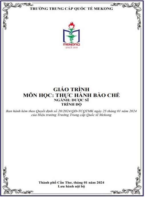 Giáo trình Thực hành bào chế
