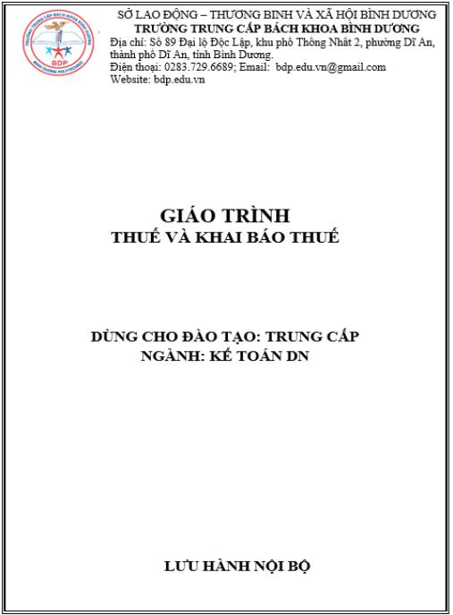 Giáo trình Thuế và khai báo thuế