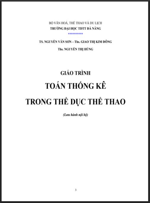 Giáo trình Toán thống kê trong Thể dục thể thao