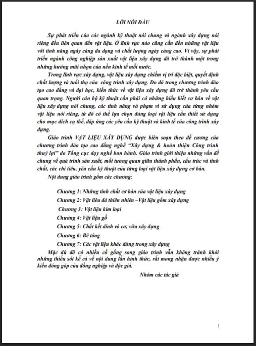Giáo trình Vật liệu xây dựng – Phần 1