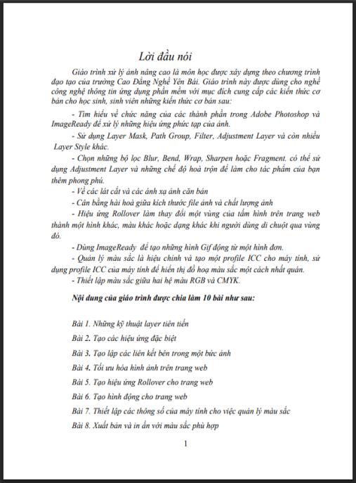 Giáo trình Xử lý ảnh nâng cao Phần 1
