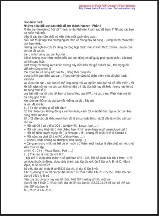 Giáo trình để trở thành 1 hacker mũ trắng