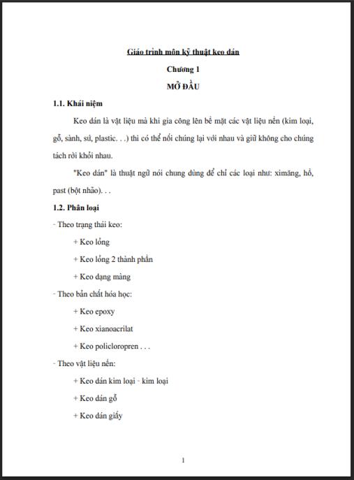 Giáo trình kỹ thuật keo dán