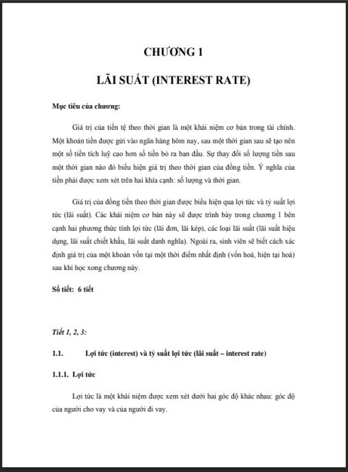 Giáo trình môn Toán tài chính