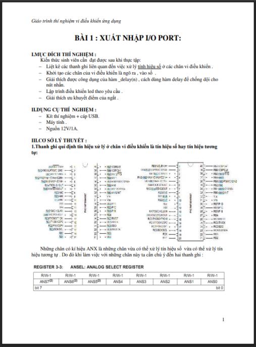 Giáo trình thí nghiệm vi điều khiển ứng dụng