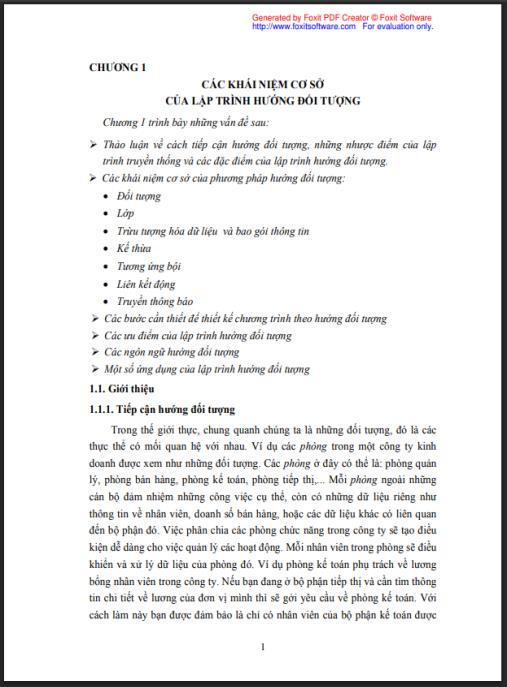 Giáo trình về Lập trình hướng đối tượng