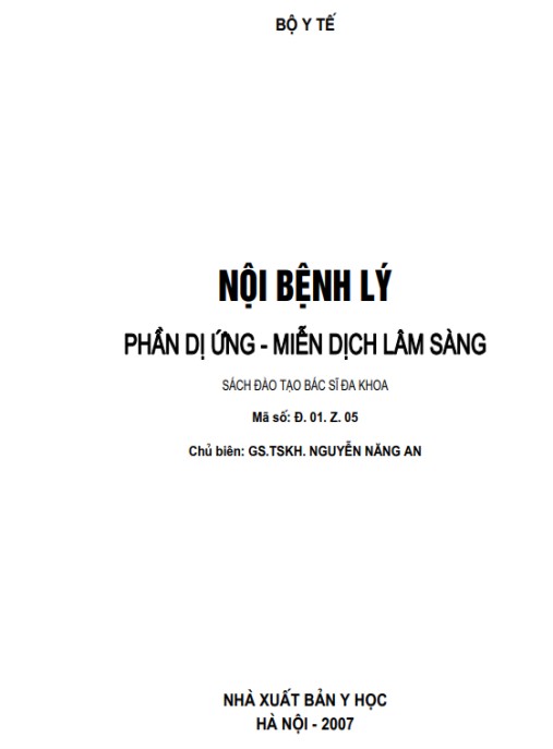 Nội Bệnh Lý – Phần Dị Ứng Miễn Dịch Lâm Sàng