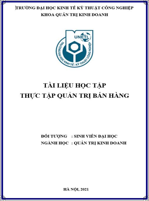 Tài liệu học tập Thực tập Quản trị bán hàng