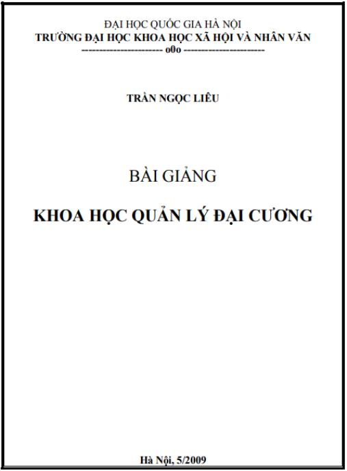 Tập bài giảng Khoa học quản lý đại cương