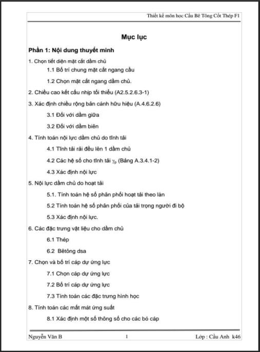 Thiết Kế Môn Học Cầu Bê Tông Cốt Thép F1