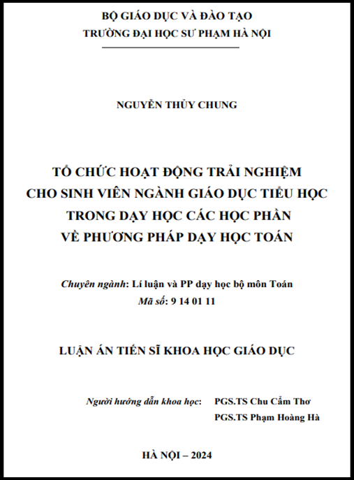 Tổ chức hoạt động trải nghiệm cho sinh viên ngành Giáo dục Tiểu học trong dạy học các học phần về Phương pháp dạy học toán